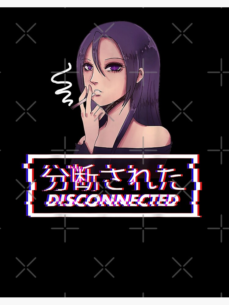 Vaporwave Sad Smoking Anime Girl Aesthetic Poster For Sale By Lambertcamri Redbubble 