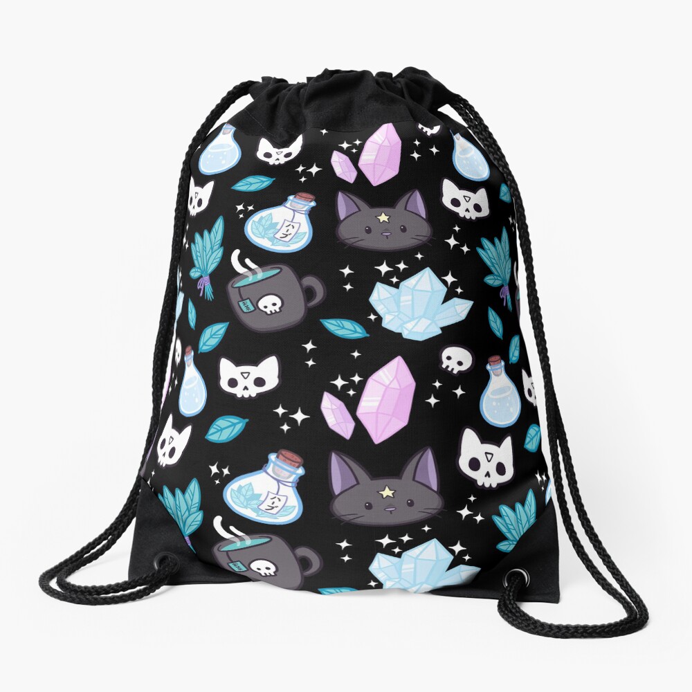 Herb Witch // Black Drawstring Bag