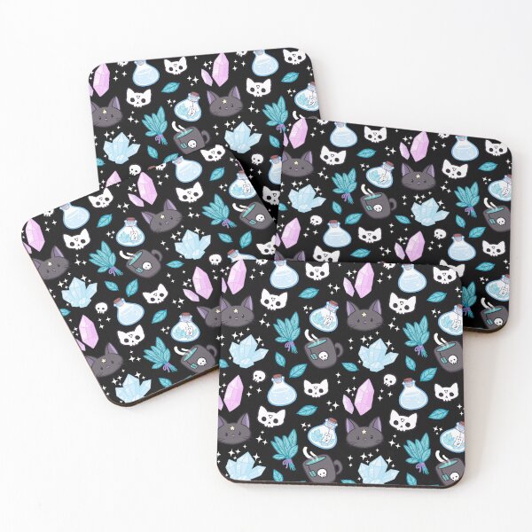 Herb Witch // Black Posavasos (lote de 4)