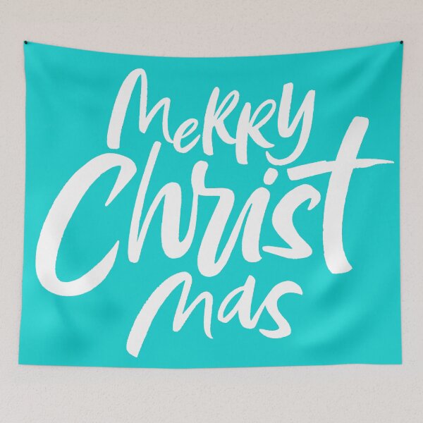 Item preview, Merry CHRIST Mas - Teal - Religious Christian Christmas Lettering Blue Aqua designed and sold by 26-Characters.
