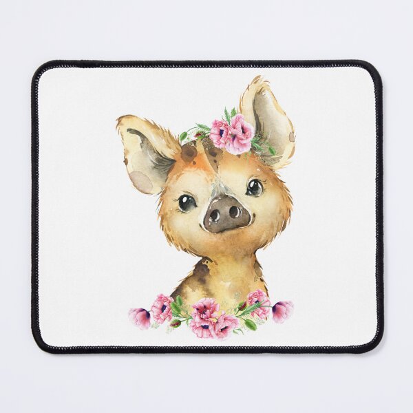 Item preview, Woodland Wild Pig with Pink Floral Poppies designed and sold by Paulele.