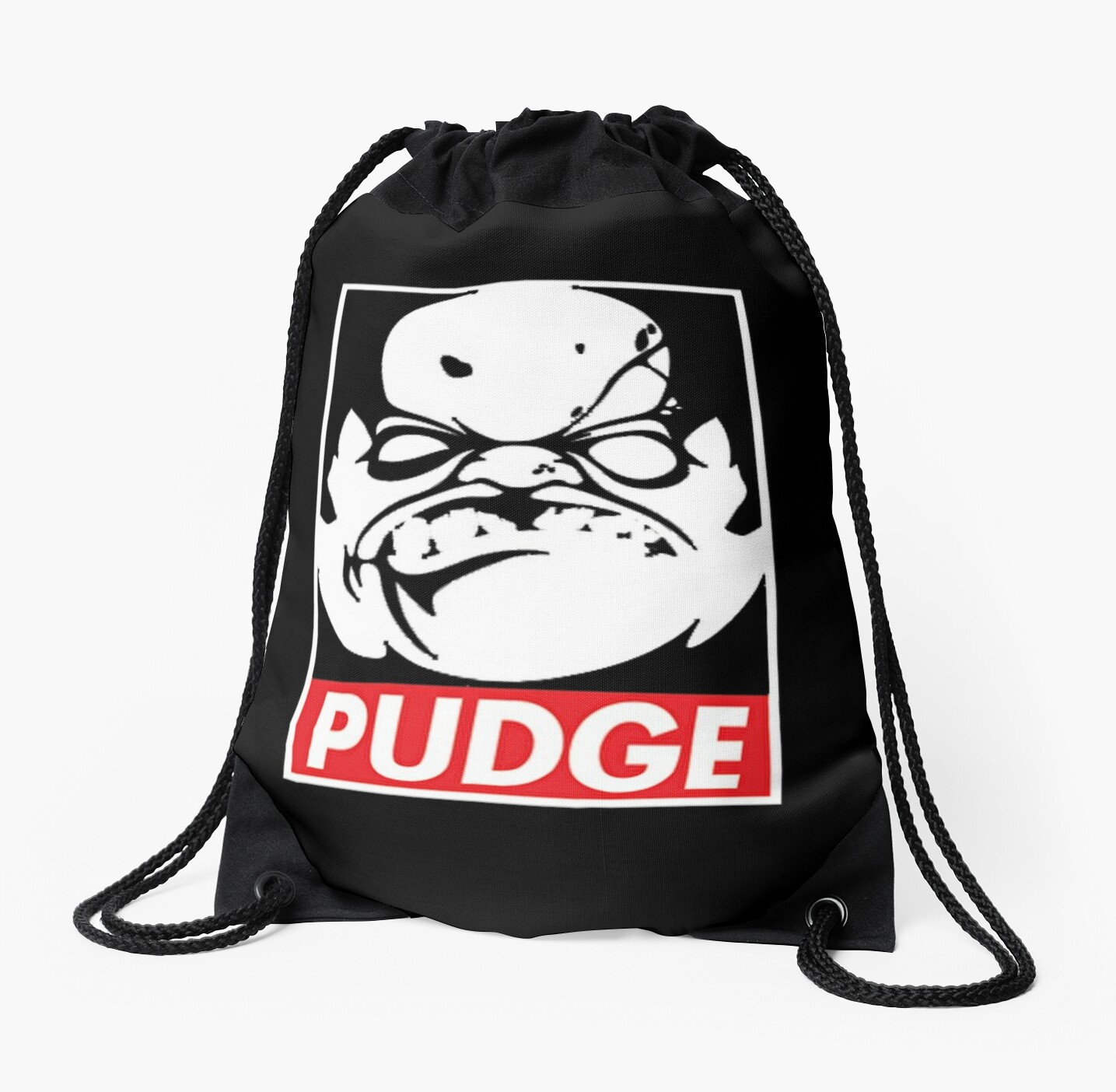 Pudge Dota 2 Black Background Drawstring Bag By Iraacediadesign