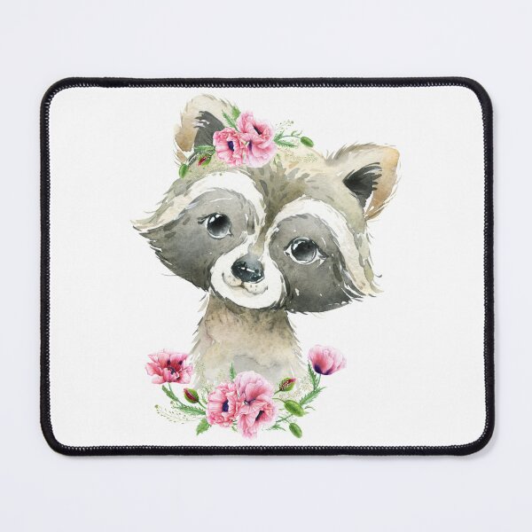Item preview, Woodland Raccoon with Pink Floral Poppies designed and sold by Paulele.