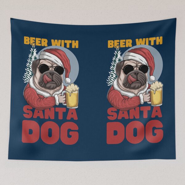 Item preview, Beer With Santa Dog (PUG) designed and sold by Keep Smiling.