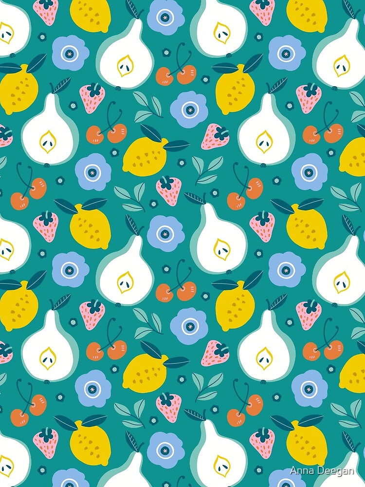 Summer Fruits - Teal by AnnaDeegan