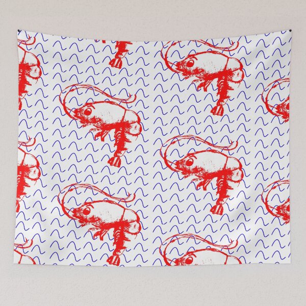 Item preview, red shrimp with waves designed and sold by magarigaveras.
