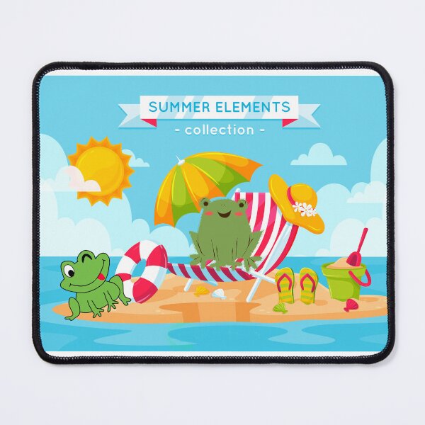Item preview, Frogs at the beach with summer elements designed and sold by Soft Strength Studio.