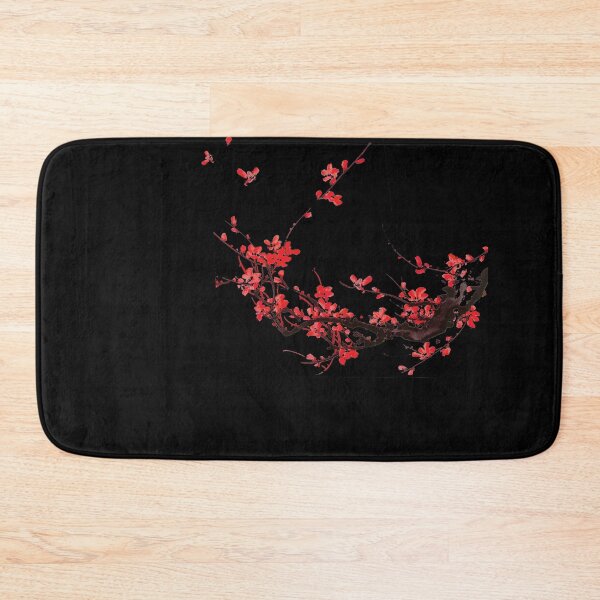 Item preview, Black dragonfly flying near red petaled flowers designed and sold by Michenlooper.