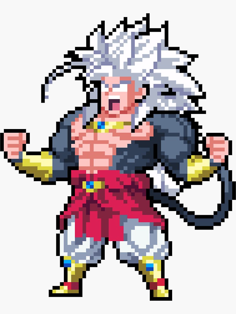 Broly Super Saiyan 5 HQ Pixel Edition Sticker for Sale by adventfan