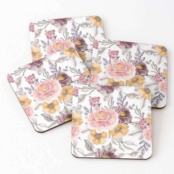 Item preview, Vintage Chic Blush Pink, yellow and Grey Rose pattern designed and sold by AppareIIndustry.