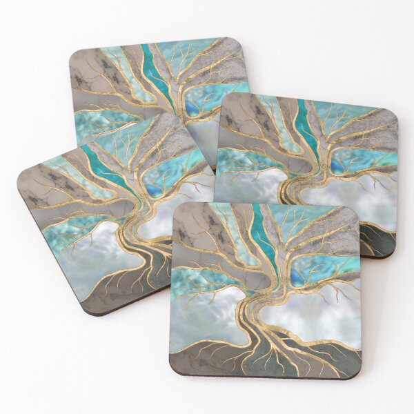 Item preview, Taupe and teal Marble Tree of life designed and sold by k9printart.