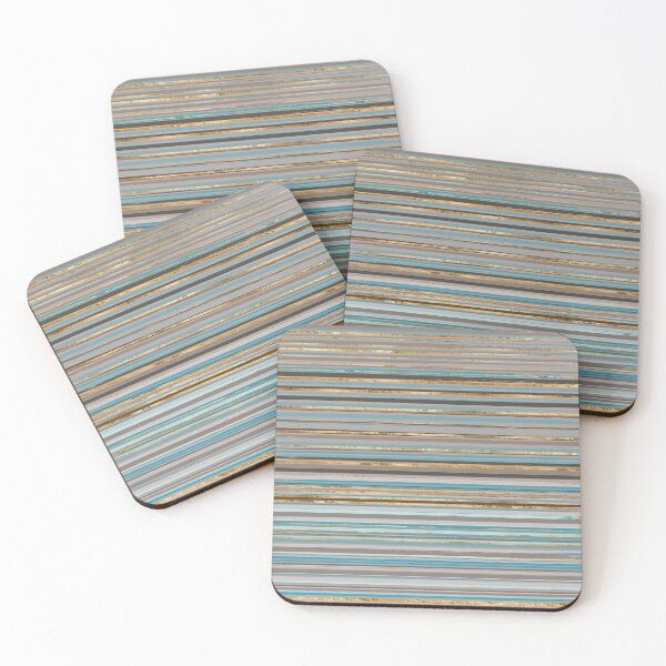 Item preview, Taupe, gold and teal stripes designed and sold by k9printart.