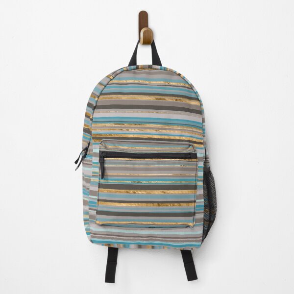Item preview, Taupe, gold and teal stripes designed and sold by k9printart.