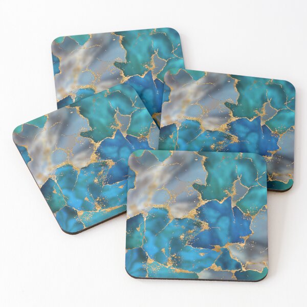 Item preview, Dreamy Ocean Blue and Gold designed and sold by k9printart.