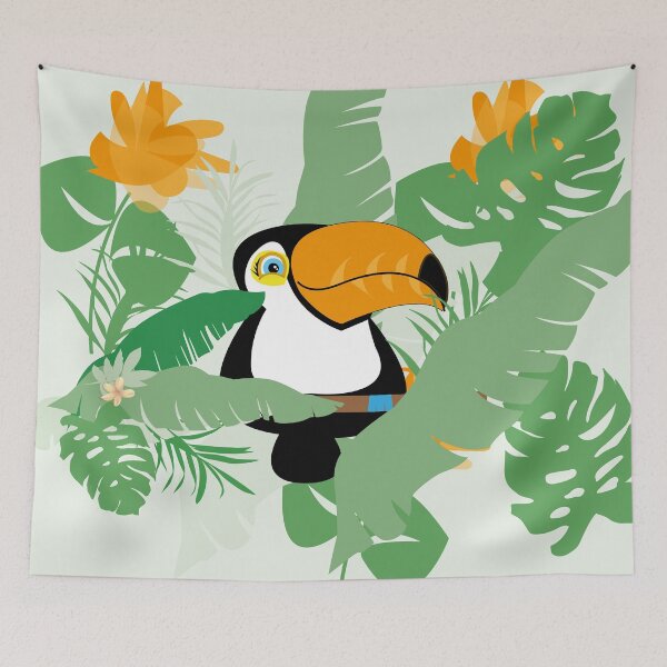 Item preview, Cute toucan sitting on a branche in the rainforest designed and sold by melissamaduka.