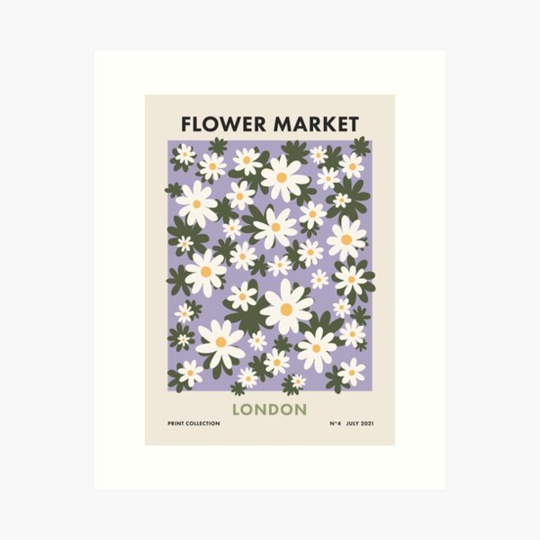 Item preview, London Flower Market, Daisies Danish Pastel Lilac Purple Print designed and sold by enricadenicola.