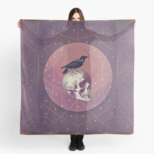 Crow and Skull Collage Scarf
