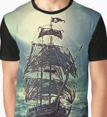 Ghost Pirate Ship at Night Graphic T-Shirt