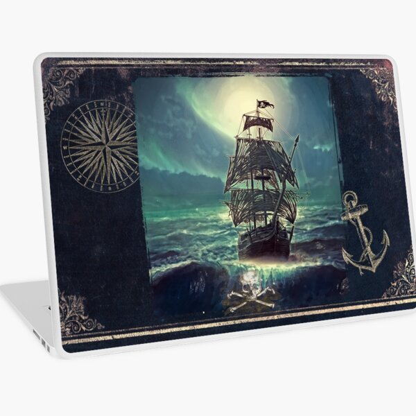 Ghost Pirate Ship at Night Laptop Skin