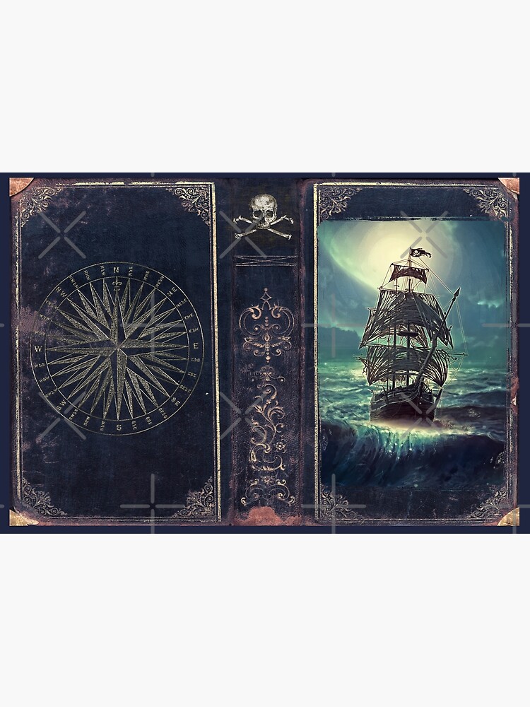 Thumbnail 3 of 3, Hardcover Journal, Ghost Pirate Ship at Night designed and sold by Eva Nev.