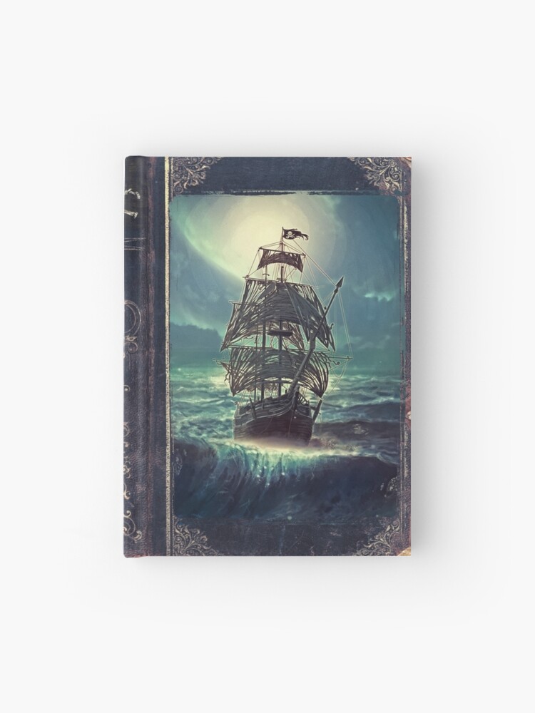Thumbnail 1 of 3, Hardcover Journal, Ghost Pirate Ship at Night designed and sold by Eva Nev.