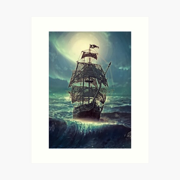 Item preview, Ghost Pirate Ship at Night designed and sold by Eva Nev.