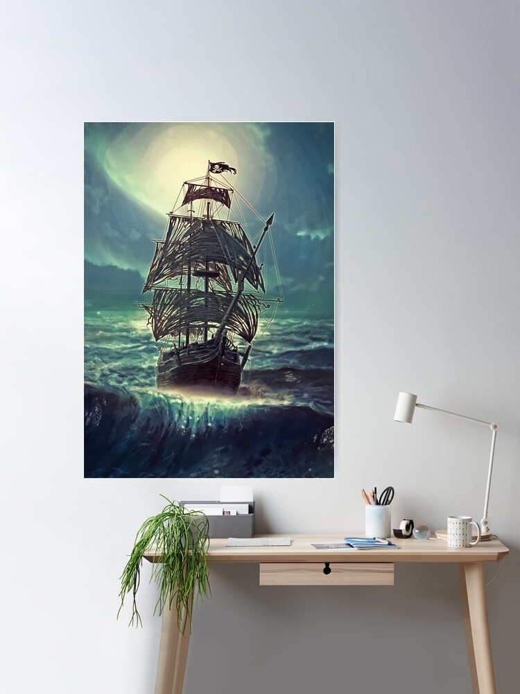 Color-In Velvet Poster 6X9-Pirate Ship