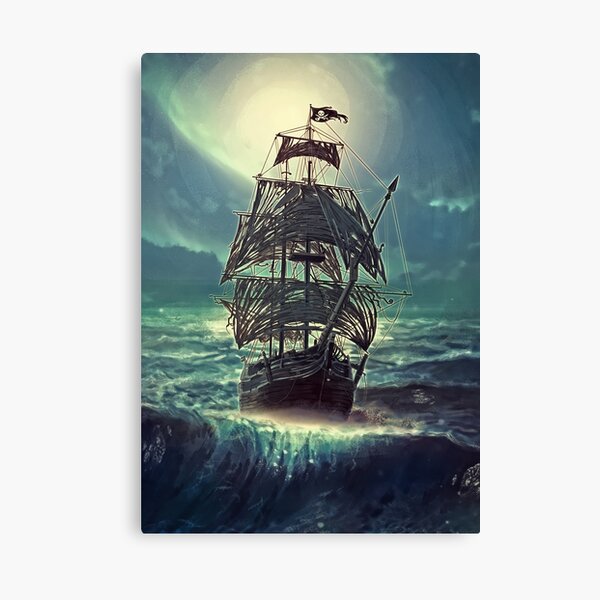 Item preview, Ghost Pirate Ship at Night designed and sold by Eva Nev.