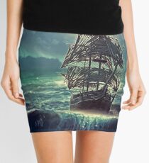 Ghost Pirate Ship at Night Mini Skirt