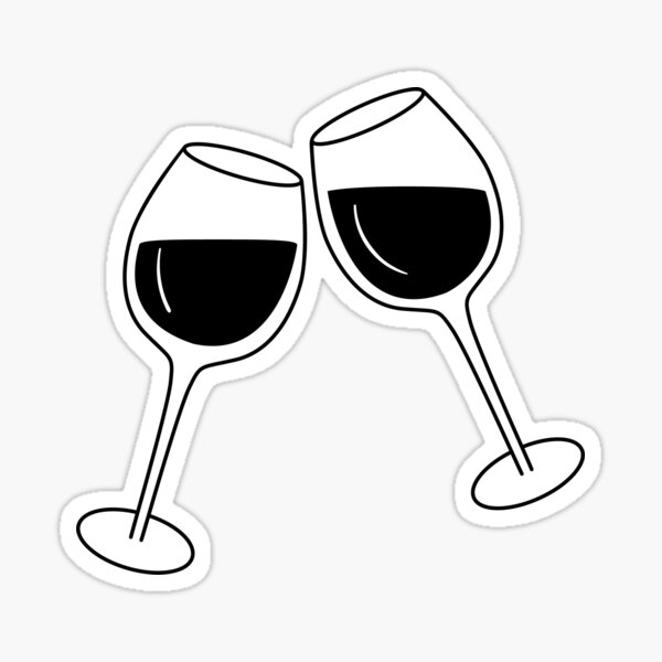 "Two Wine Glasses Black and white art" Sticker for Sale by