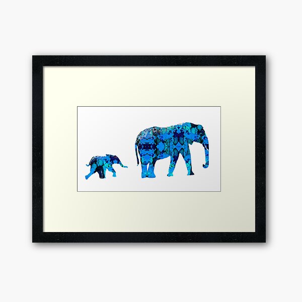 Inkblot Elephants Framed Art Print