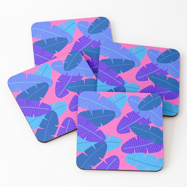 Item preview, Hot pink and blue leaf print designed and sold by DemonicGloom.