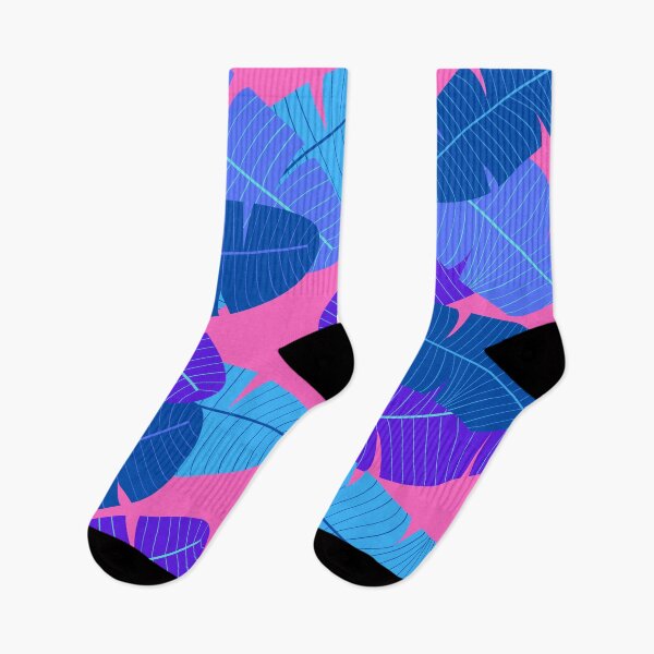 Item preview, Hot pink and blue leaf print designed and sold by DemonicGloom.