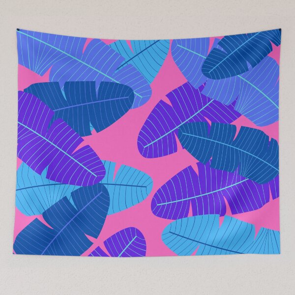 Item preview, Hot pink and blue leaf print designed and sold by DemonicGloom.