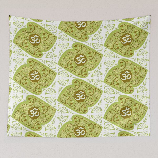 Item preview, Om symbol on floral motif - greens designed and sold by ZOXOFO.