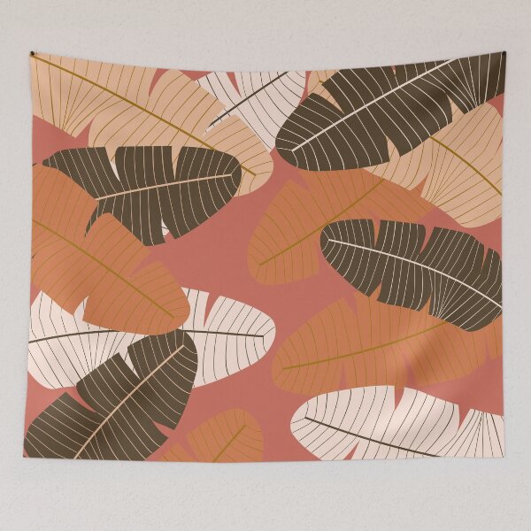 Item preview, Terracotta red and neutral leaf print designed and sold by DemonicGloom.