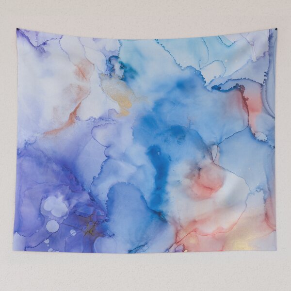Item preview, Blue and Coral Flowing Abstract Painting designed and sold by InkPaintingArt.