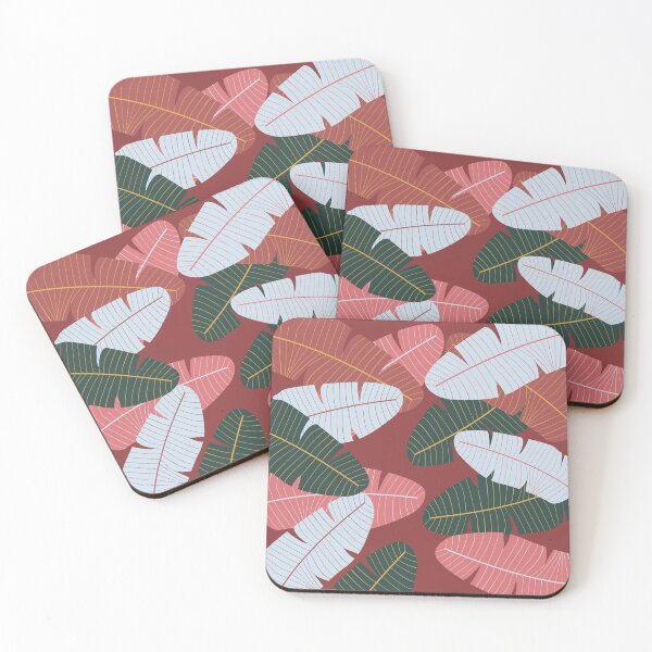 Item preview, Muted burgundy blue pink and black  leaf print designed and sold by DemonicGloom.