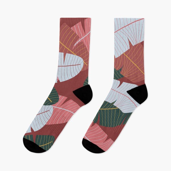 Item preview, Muted burgundy blue pink and black  leaf print designed and sold by DemonicGloom.