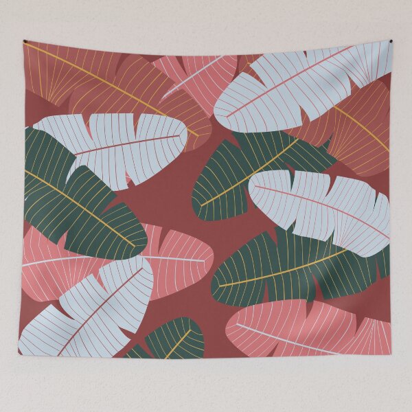 Item preview, Muted burgundy blue pink and black  leaf print designed and sold by DemonicGloom.