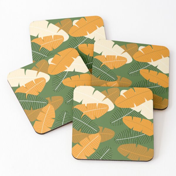 Item preview, Muted Green orange and  neutral leaf print designed and sold by DemonicGloom.
