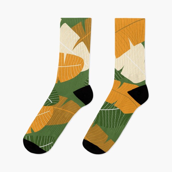 Item preview, Muted Green orange and  neutral leaf print designed and sold by DemonicGloom.