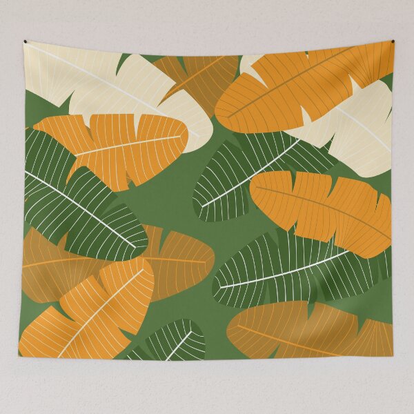 Item preview, Muted Green orange and  neutral leaf print designed and sold by DemonicGloom.