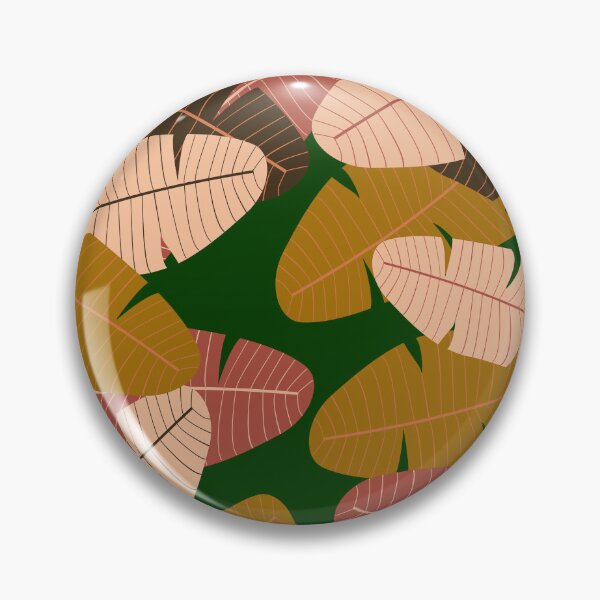 Item preview, Muted dark Green orange and  neutral leaf print designed and sold by DemonicGloom.