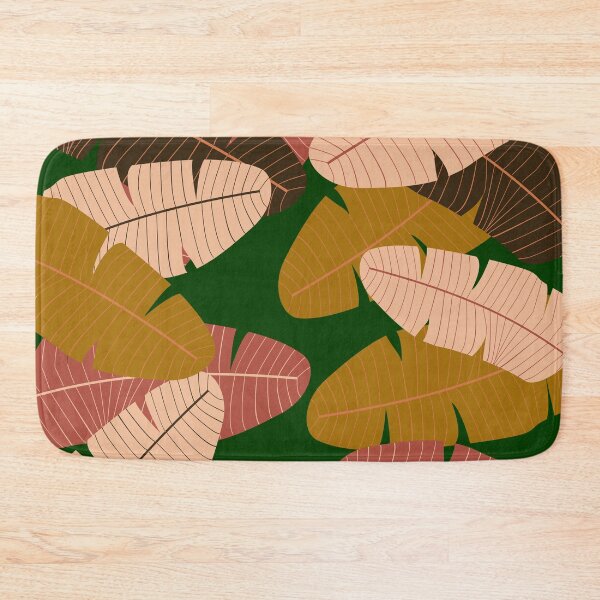 Item preview, Muted dark Green orange and  neutral leaf print designed and sold by DemonicGloom.