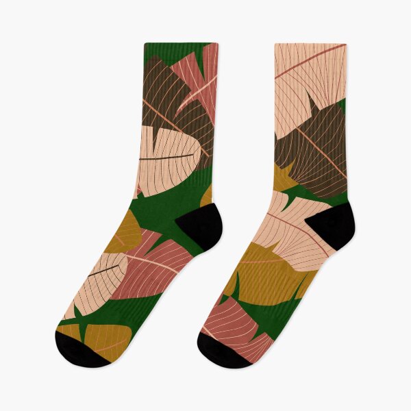 Item preview, Muted dark Green orange and  neutral leaf print designed and sold by DemonicGloom.