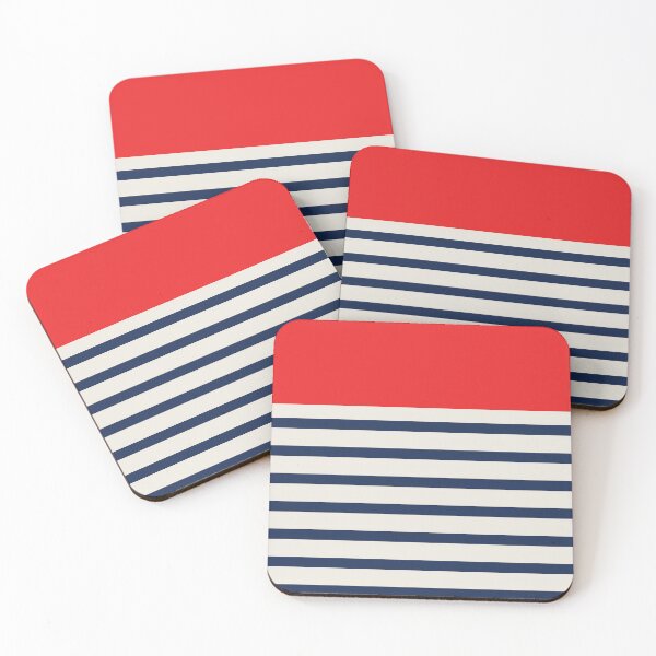 Item preview, Nautical blue stripe pattern with red designed and sold by mixtape80.
