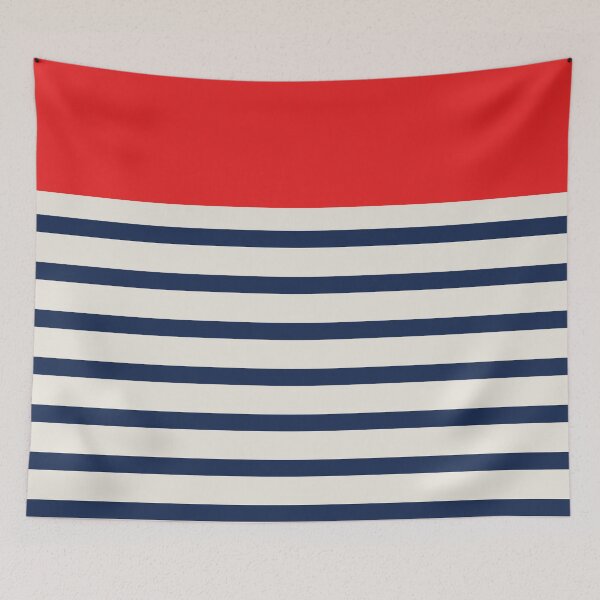 Item preview, Nautical blue stripe pattern with red designed and sold by mixtape80.