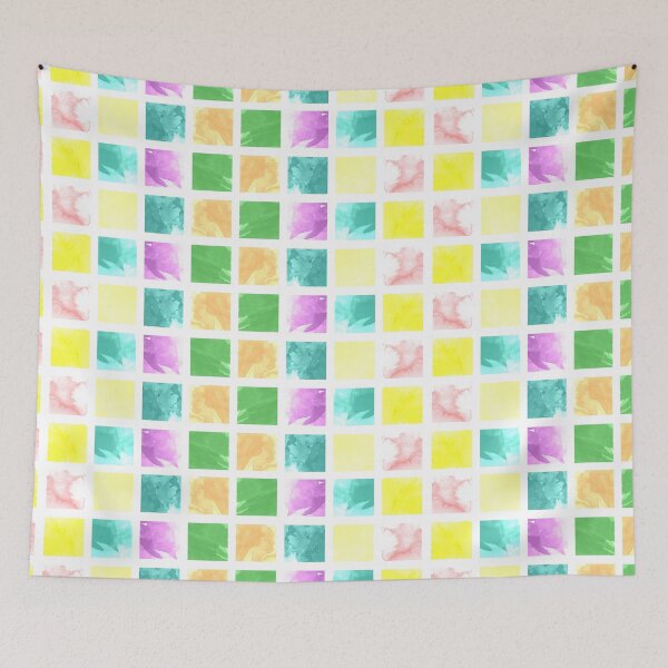 Item preview, Distressed watercolor rainbow square pattern designed and sold by LauraLemons.