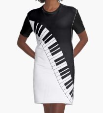 Piano Keyboard Graphic T-Shirt Dress